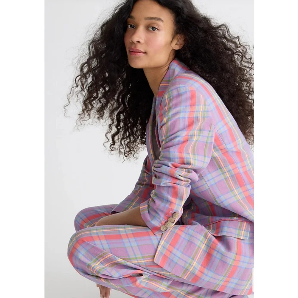 7. J.Crew Collection Willa Italian viscose-blend blazer in sunset plaid - Picture 2 of 11